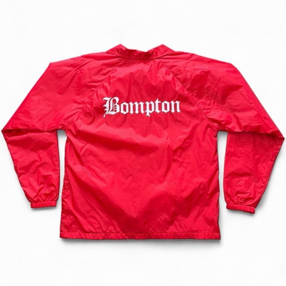 Y2K Bompton Hip Hop Rap LA YG Red Button Up Coaches Jacket Windbreaker